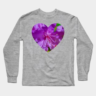 Purple Macro Flower Photograph Heart Long Sleeve T-Shirt